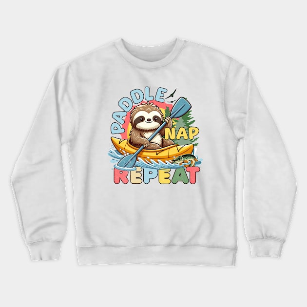 Funny Sloth Outdoor - Kayaking Sloth Crewneck Sweatshirt by alcoshirts